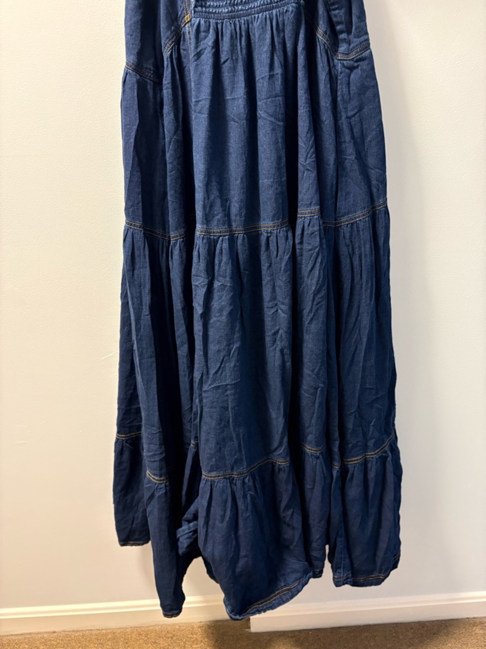 Anthropologie 1X Pilcro Sweetheart Flutter Sleeve Maxi Denim Dress EUC - Picture 15 of 15